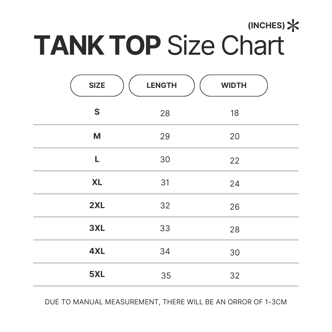 Tank Top Size Chart - Grey's Anatomy Merch