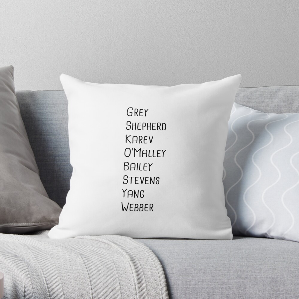 Grey's Names Throw Pillow